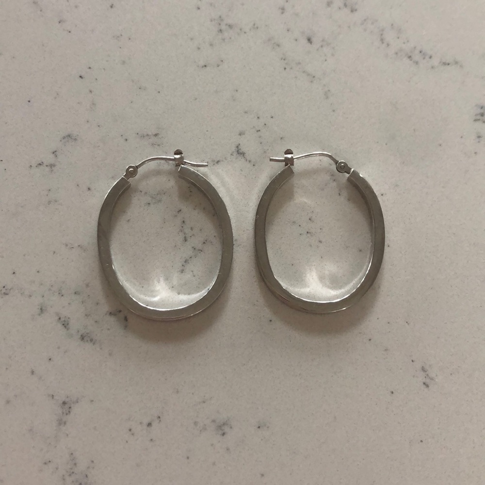 White gold hoop earrings